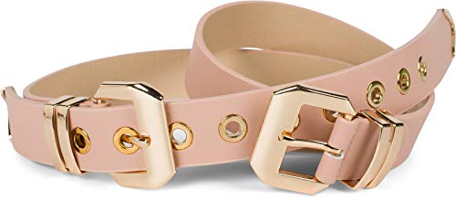 styleBREAKER Damen Gürtel mit doppelter goldener Schnalle und Lochnieten, B-Low Belt, Taillengürtel, kürzbar 03010121, Farbe:Rose, Größe:100cm von styleBREAKER