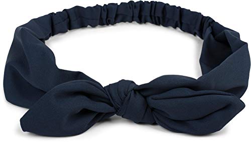 styleBREAKER Damen Haarband einfarbig mit Schleife und Gummizug, Stirnband, Headband, Pinup, Rockabilly, Haarschmuck 04026035, Farbe:Dunkelblau von styleBREAKER