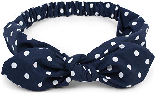 styleBREAKER Damen Haarband mit Punkte Muster, Schleife und Gummizug, Stirnband, Headband, Pinup, Rockabilly, Haarschmuck 04026036, Farbe:Dunkelblau von styleBREAKER