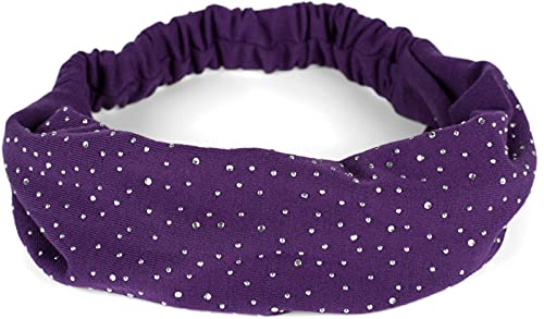 styleBREAKER Damen Haarband mit Strass und Gummizug, Stirnband, Headband, Haarschmuck 04026016, Farbe:Violett von styleBREAKER