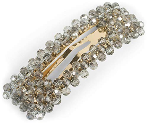 styleBREAKER Damen Haarspange rechteckig mit Kunststoff Perlen und Clipverschluss, Haarklammer, Spange 04027007, Farbe:Grau von styleBREAKER