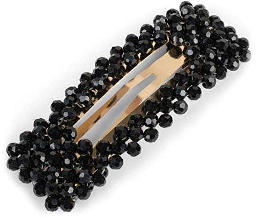 styleBREAKER Damen Haarspange rechteckig mit Kunststoff Perlen und Clipverschluss, Haarklammer, Spange 04027007, Farbe:Schwarz von styleBREAKER