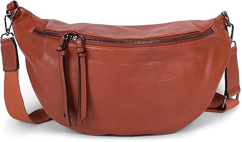 styleBREAKER Damen Halbmond Crossbody Schultertasche, abnehmbarer verstellbarer Schultergurt, Einfarbige Handtasche 02012386, Farbe:Cognac von styleBREAKER