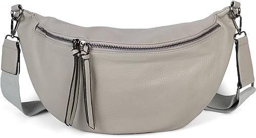 styleBREAKER Damen Halbmond Crossbody Schultertasche, abnehmbarer verstellbarer Schultergurt, Einfarbige Handtasche 02012386, Farbe:Hellgrau von styleBREAKER