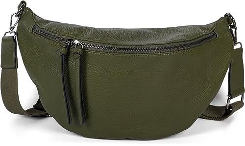 styleBREAKER Damen Halbmond Crossbody Schultertasche, abnehmbarer verstellbarer Schultergurt, Einfarbige Handtasche 02012386, Farbe:Oliv von styleBREAKER