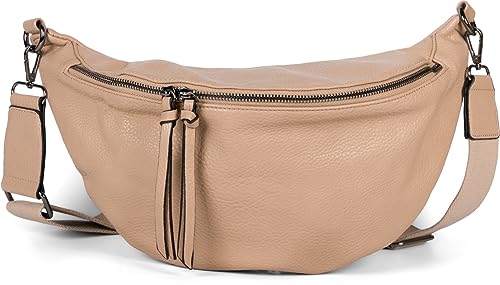 styleBREAKER Damen Halbmond Crossbody Schultertasche, abnehmbarer verstellbarer Schultergurt, Einfarbige Handtasche 02012386, Farbe:Schlamm von styleBREAKER