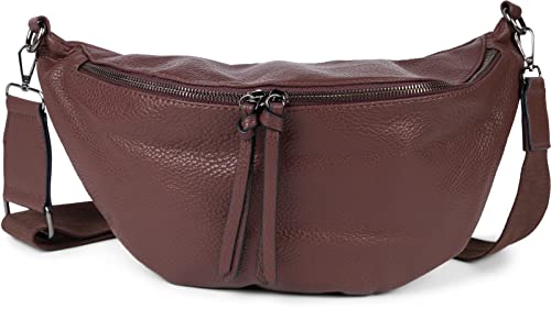 styleBREAKER Damen Halbmond Crossbody Schultertasche, abnehmbarer verstellbarer Schultergurt, Einfarbige Handtasche 02012386, Farbe:Schokobraun von styleBREAKER