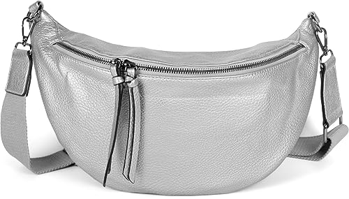 styleBREAKER Damen Halbmond Crossbody Schultertasche, abnehmbarer verstellbarer Schultergurt, Einfarbige Handtasche 02012386, Farbe:Silber von styleBREAKER