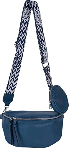 styleBREAKER Damen Halbmond Crossbody Schultertaschen Set 2-Teilig, Schultergurt mit Zick-Zack Rauten Muster 02012396, Farbe:Dunkelblau von styleBREAKER