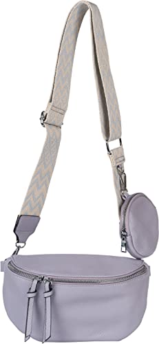 styleBREAKER Damen Halbmond Crossbody Schultertaschen Set 2-Teilig, Schultergurt mit Zick-Zack Rauten Muster 02012396, Farbe:Flieder von styleBREAKER