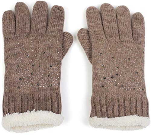 styleBREAKER Damen Handschuhe mit Strass und Fleece, warme Thermo Glitzer Strickhandschuhe, Fingerhandschuhe, Winter 09010010, Farbe:Braun styleBREAKER Damen Handschuhe mit Strass und Fleece, warme Thermo Glitzer Strickhandschuhe, Fingerhandschuhe, Winter 09010010, Farbe:Braun von styleBREAKER