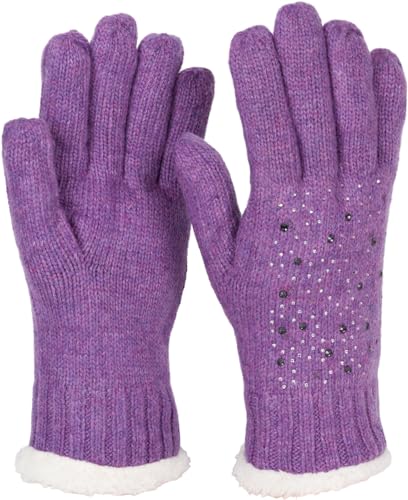styleBREAKER Damen Handschuhe mit Strass und Fleece, warme Thermo Glitzer Strickhandschuhe, Fingerhandschuhe, Winter 09010010, Farbe:Violett styleBREAKER Damen Handschuhe mit Strass und Fleece, warme Thermo Glitzer Strickhandschuhe, Fingerhandschuhe, Winter 09010010, Farbe:Violett von styleBREAKER
