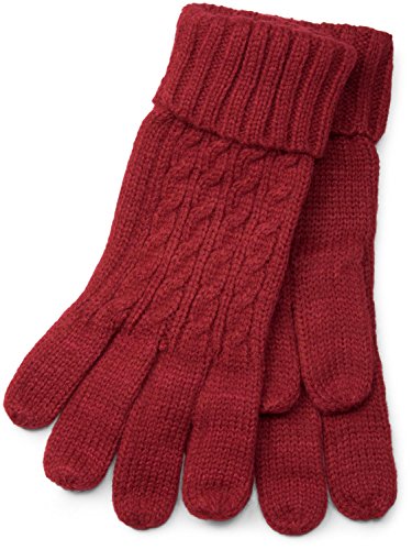 styleBREAKER Damen Handschuhe mit Zopfmuster und doppeltem Bund, warme Strickhandschuhe, Fingerhandschuhe 09010009, Farbe:Bordeaux-Rot von styleBREAKER