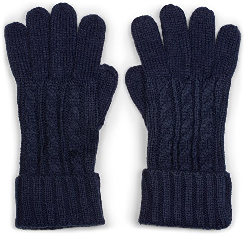 styleBREAKER Damen Handschuhe mit Zopfmuster und doppeltem Bund, warme Strickhandschuhe, Fingerhandschuhe 09010009, Farbe:Dunkelblau von styleBREAKER