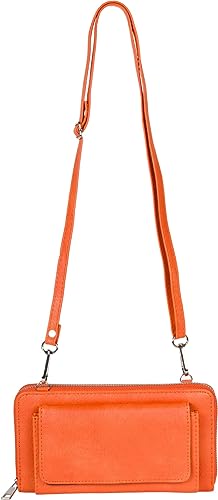 styleBREAKER Damen Handy Geldbörse mit Reißverschluss und Schultergurt, Umhängetasche, Handytasche, Crossbag 02040157, Farbe:Orange von styleBREAKER