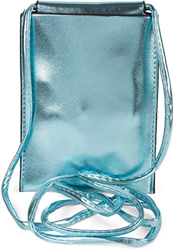 styleBREAKER Damen Handy Umhängetasche in Metallic, Schultertasche, Handy-Tragetasche, Mini Bag 02012307, Farbe:Blau metallic von styleBREAKER
