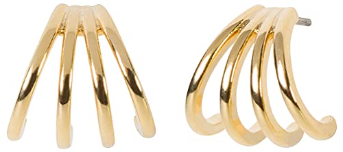 styleBREAKER Damen Hoops Ohrringe halbrund in 4-Teiliger Optik, Stecker, Creolen, Halbrunde Ohrhänger, Ohrschmuck 05090042, Farbe:Gold von styleBREAKER