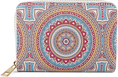 styleBREAKER Damen Kleine Geldbörse mit Bunte Mandala Ornament Muster, Ethno Style, Reißverschluss, Portemonnaie 02040149, Farbe:Weiß-Blau-Rot-Orange von styleBREAKER