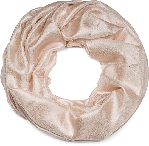 styleBREAKER Damen Loop Schal leicht und seidig mit Glitzer in Unifarben, Schlauchschal, Tuch 01016214, Farbe:Creme-Beige von styleBREAKER