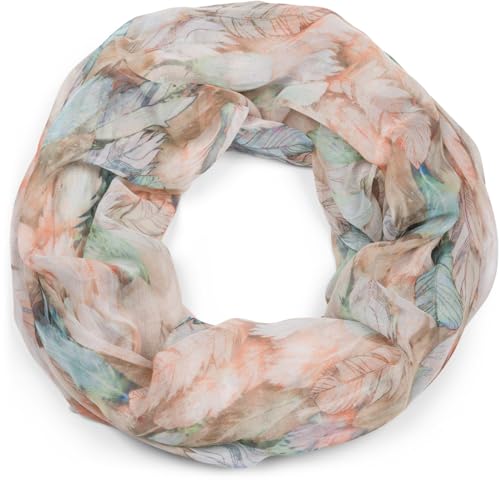styleBREAKER Damen Loop Schal mit buntem Feder Muster, leichter sommerlicher Boho Schlauchschal mehrfarbig 01016239, Farbe:Beige-Türkis styleBREAKER Damen Loop Schal mit buntem Feder Muster, leichter sommerlicher Boho Schlauchschal mehrfarbig 01016239, Farbe:Beige-Türkis von styleBREAKER