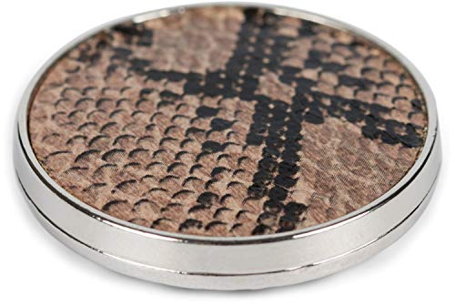 styleBREAKER Damen Magnet Schmuck Brosche rund mit Schlangen Muster Animal Print, für Schals, Tücher, Ponchos, Anhänger 05050089, Farbe:Schwarz-Beige von styleBREAKER