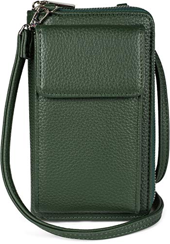 styleBREAKER Damen Mini Bag Geldbörse mit Handy Fach und RFID Schutz, Umhängetasche, Handytasche, Crossbag 02012362, Farbe:Dunkelgrün von styleBREAKER