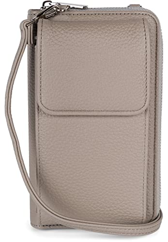 styleBREAKER Damen Mini Bag Geldbörse mit Handy Fach und RFID Schutz, Umhängetasche, Handytasche, Crossbag 02012362, Farbe:Grau von styleBREAKER