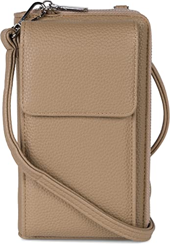 styleBREAKER Damen Mini Bag Geldbörse mit Handy Fach und RFID Schutz, Umhängetasche, Handytasche, Crossbag 02012362, Farbe:Taupe von styleBREAKER