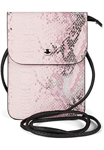 styleBREAKER Damen Mini Bag Umhängetasche glänzender Schlangenleder Optik, Handytasche, Schultertasche, Handtasche 02012366, Farbe:Rose von styleBREAKER