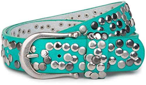 styleBREAKER Damen Nietengürtel mit unterschiedlichen Nieten, Kunstleder Gürtel Einfarbig, Damengürtel kürzbar 03010008, Farbe:Türkis, Größe:90cm styleBREAKER Damen Nietengürtel mit unterschiedlichen Nieten, Kunstleder Gürtel Einfarbig, Damengürtel kürzbar 03010008, Farbe:Türkis, Größe:90cm von styleBREAKER