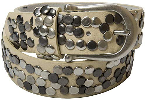 styleBREAKER Damen Nietengürtel mit unterschiedlichen Nieten, Kunstleder Gürtel Einfarbig, Damengürtel kürzbar 03010008, Farbe:Creme, Größe:105cm von styleBREAKER