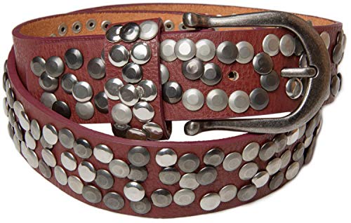 styleBREAKER Damen Nietengürtel mit unterschiedlichen Nieten, Kunstleder Gürtel Einfarbig, Damengürtel kürzbar 03010008, Farbe:Rotbraun, Größe:95cm von styleBREAKER