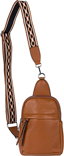 styleBREAKER Damen One Shoulder Rucksack, gemusterter Schultergurt, Einfarbige Crossbody Bag, Cityrucksack, Sling Bag 02012387, Farbe:Cognac von styleBREAKER