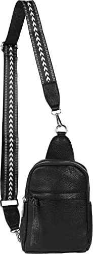 styleBREAKER Damen One Shoulder Rucksack, gemusterter Schultergurt, Einfarbige Crossbody Bag, Cityrucksack, Sling Bag 02012387, Farbe:Schwarz von styleBREAKER