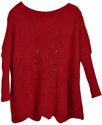 styleBREAKER Damen Oversize Strickpullover mit Ajourmuster und Langen Ärmeln, U-Boot Ausschnitt, Poncho, OneSize 08010066, Farbe:Rost von styleBREAKER