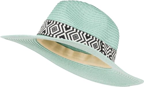 styleBREAKER Damen Panama Sonnenhut Einfarbig mit Stoff Hutband mit Azteken Muster, Strohhut, Schlapphut, Sommerhut, Fedora Hut 04025046, Farbe:Türkis styleBREAKER Damen Panama Sonnenhut Einfarbig mit Stoff Hutband mit Azteken Muster, Strohhut, Schlapphut, Sommerhut, Fedora Hut 04025046, Farbe:Türkis von styleBREAKER