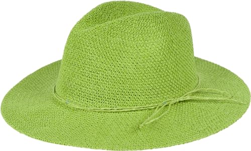 styleBREAKER Damen Panama Sonnenhut mit dünnem Hutband, Strohhut, Schlapphut, Sommerhut, Fedora Hut 04025040, Farbe:Hellgrün von styleBREAKER