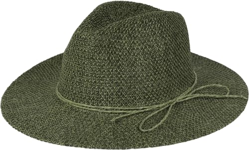 styleBREAKER Damen Panama Sonnenhut mit dünnem Hutband, Strohhut, Schlapphut, Sommerhut, Fedora Hut 04025040, Farbe:Oliv von styleBREAKER