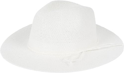 styleBREAKER Damen Panama Sonnenhut mit dünnem Hutband, Strohhut, Schlapphut, Sommerhut, Fedora Hut 04025040, Farbe:Weiß von styleBREAKER