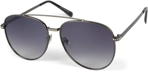 styleBREAKER Damen Piloten Sonnenbrille mit Strass Applikation, getönte Polycarbonat Gläser und Metall Gestell 09020119, Farbe:Gestell Anthrazit/Glas Grau Verlauf von styleBREAKER