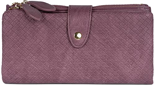 styleBREAKER Damen Portemonnaie mit Quadraten geprägter Oberfläche und RFID Schutz, Druckknopf Geldbörse, Retro Look 02040132, Farbe:Mauve von styleBREAKER