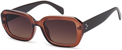 styleBREAKER Damen Retro Sonnenbrille mit breitem Kunststoff Rahmen und Rechteckigen Polycarbonat Gläsern 09020143, Farbe:Gestell Braun-Mocca/Glas Braun Getönt von styleBREAKER