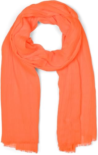 styleBREAKER Damen Schal Einfarbig mit kurzen Fransen an den Enden, Leichtes großes transparentes Tuch Uni 01016223, Farbe:Neonorange von styleBREAKER