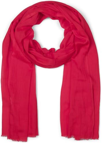 styleBREAKER Damen Schal Leicht & Transparent mit kurzen Fransen | Einfarbiges Halstuch für Frühling und Sommer | Weiches großes Schultertuch 188 x 100 cm, Farbe:Rot von styleBREAKER