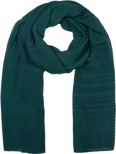 styleBREAKER Damen Schal fein gekreppt | Leichter Plissee-Schal für stilvolle Looks | Elegantes Halstuch mit fließenden Falten | Modisch Vielseitig & Angenehm weich | 96 x 192 cm, Farbe:Dunkelgrün von styleBREAKER