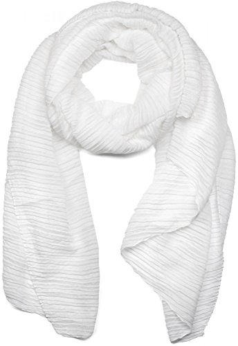 styleBREAKER Damen Schal fein gekreppt | Leichter Plissee-Schal für stilvolle Looks | Elegantes Halstuch mit fließenden Falten | Modisch Vielseitig & Angenehm weich | 96 x 192 cm, Farbe:Weiß von styleBREAKER