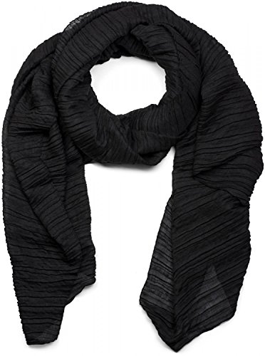 styleBREAKER Damen Schal fein gekreppt | Leichter Plissee-Schal für stilvolle Looks | Elegantes Halstuch mit fließenden Falten | Modisch Vielseitig & Angenehm weich | 96 x 192 cm, Farbe:Schwarz von styleBREAKER