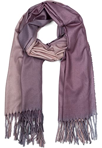 styleBREAKER Damen Schal mit 2-farbigem Farbverlauf und Fransen, warme Winter Stola mehrfarbig, Ombré Look 01017147, Farbe:Beige-Lila von styleBREAKER