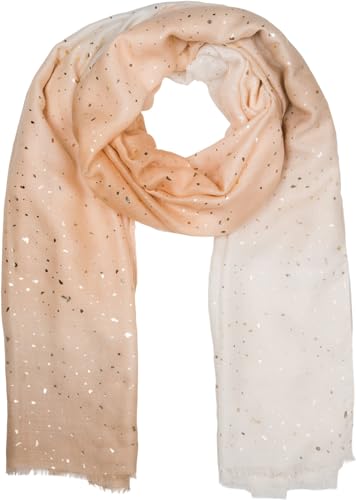 styleBREAKER Damen Schal mit mehrfarbigem Farbverlauf und Metallic Details, Leichtes großes Tuch mit kurzen Fransen 01016226, Farbe:Braun-Beige von styleBREAKER