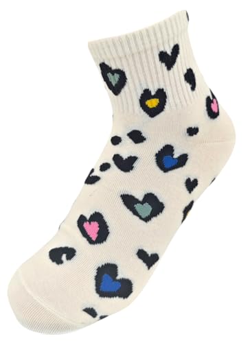 styleBREAKER Damen Socken mit Leo Muster | weicher Baumwoll-Mix | Sneaker Söckchen knöchellang mit elastischem Bündchen | Größe 39-42, Farbe:Creme von styleBREAKER